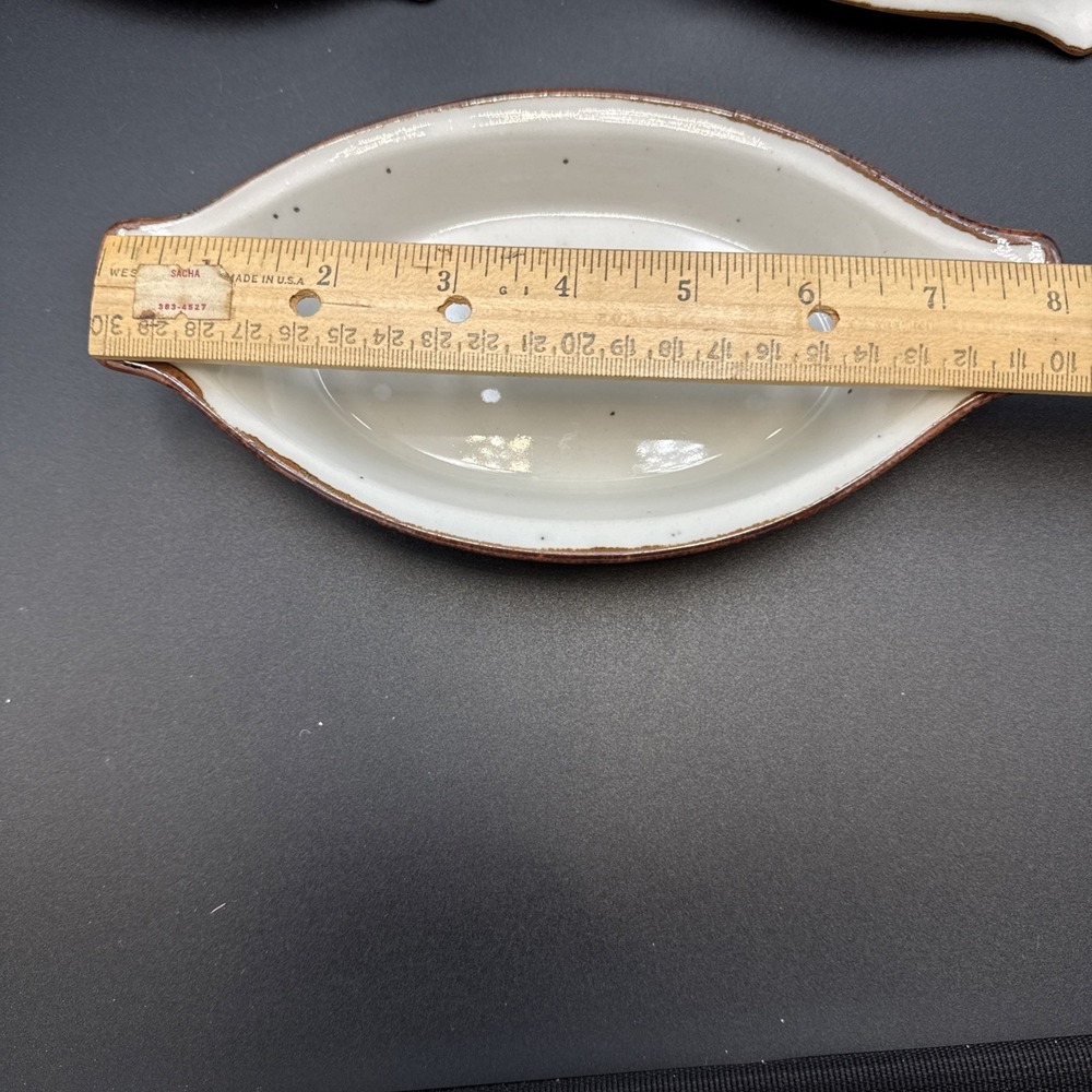 3 Individual Baking Au Gratin White w/ Brown Rims EUC - Picture 6 of 7